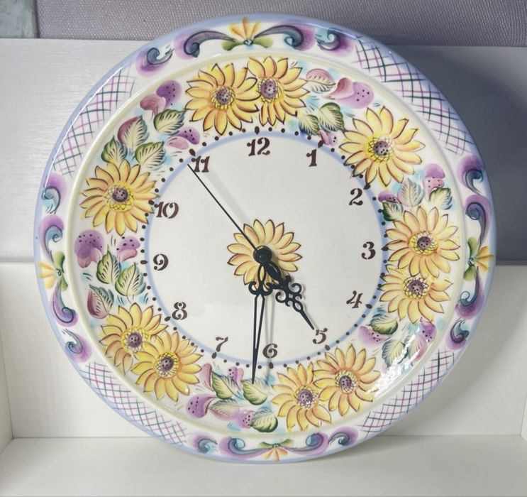 Часы круглые (син)Гжель. Фарфор