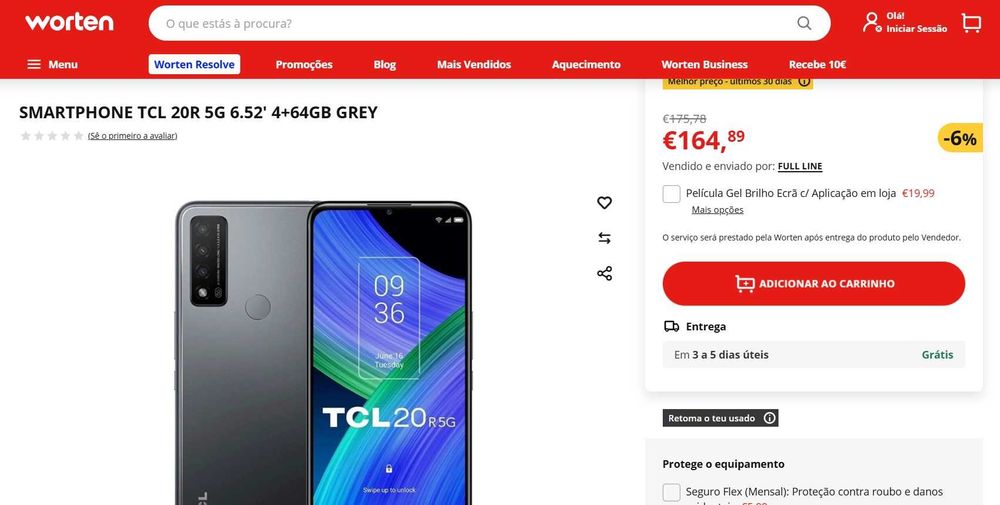 telemóvel NOVO e GARANTIA TCL 20 R 5G Dual SIM 4GB/64GB