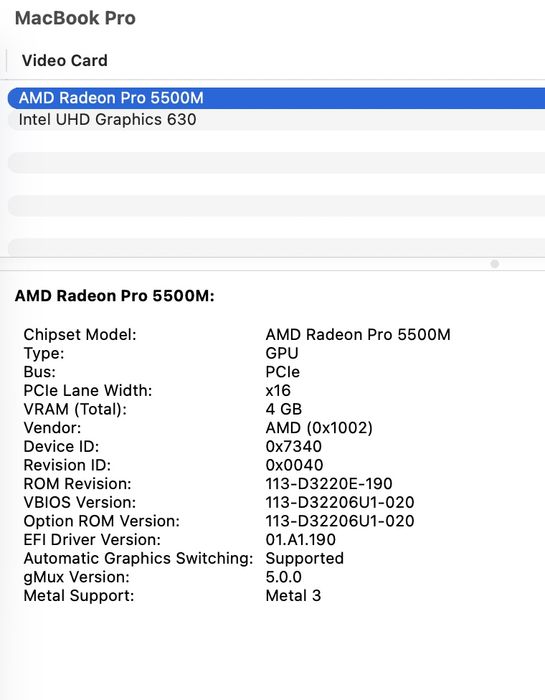 MacBook Pro 16 2019 Intel i9 32GB 1TB SSD Radeon 4Gb