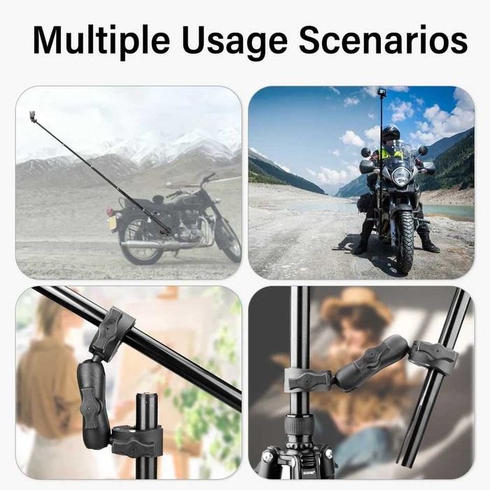Uchwyty na kijek motocyklowy do kamer sportowych GoPro Insta360 DJI
