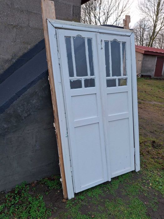 Drzwi dwuskrzydłowe PRL antyk