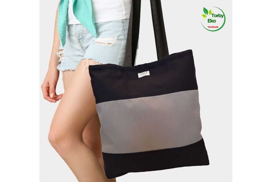 Elegancja i Wygoda na Co Dzień – Torba „Navy Blue with a Gray Stripe”