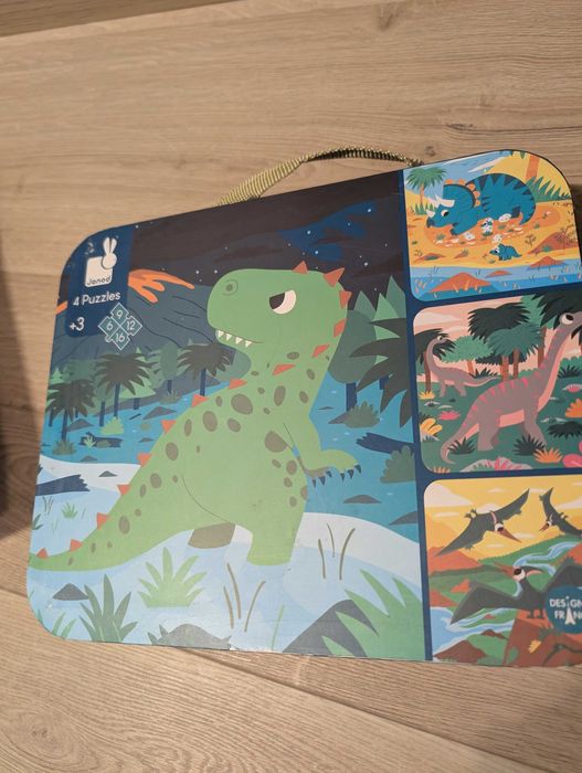 Janod Puzzle progresywne w walizce Dinozaury 4 układanki