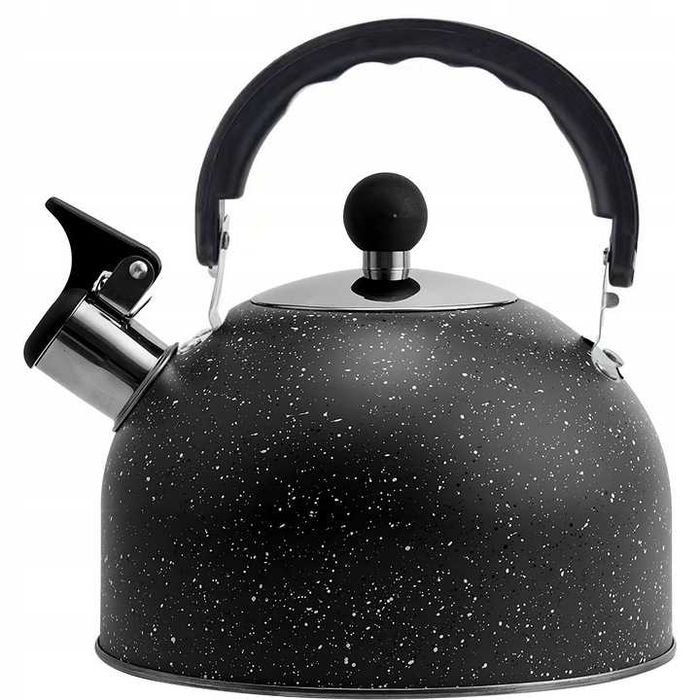 Czajnik Stalowy Czarny Indukcja Gaz Gwizdkiem Bezprzewodowy 2,5l Duży