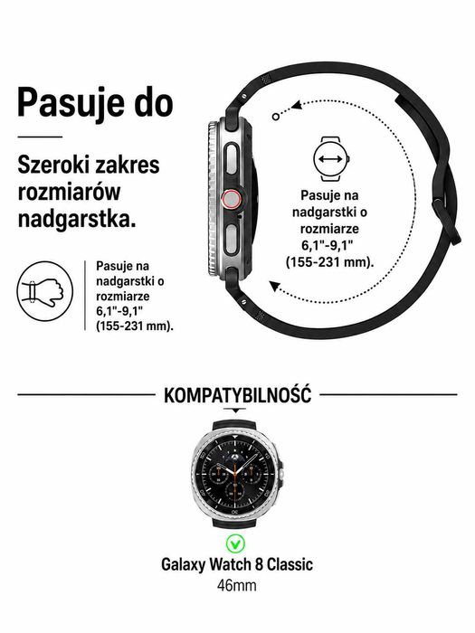 Pasek Sportowy Silikonowy do Samsung Galaxy Watch 8 Classic Szary