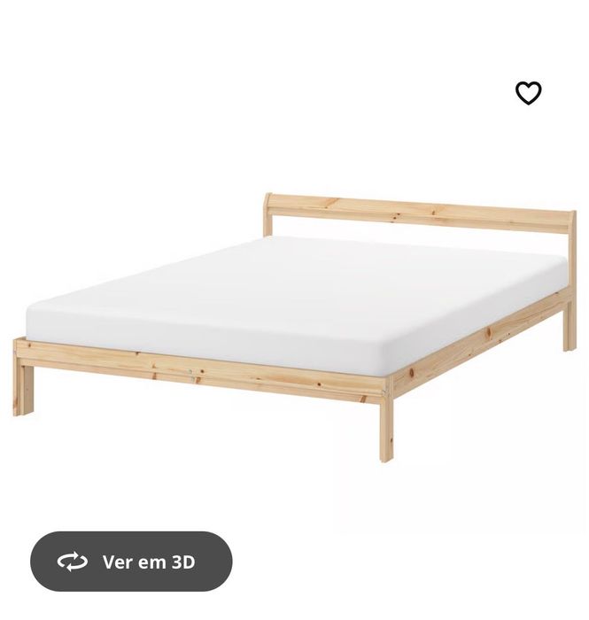 Cama pinho Ikea Neiden 140x200 inclui estrado e colchão