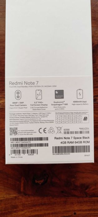 Smartphone XIAOMI Redmi Note 7 (6.3'' - 4 GB - 64 GB - Preto)