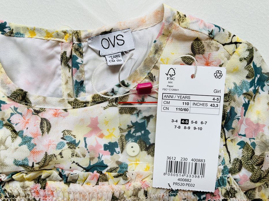 Nowa bluzka w kwiaty OVS Kids rozmiar 110