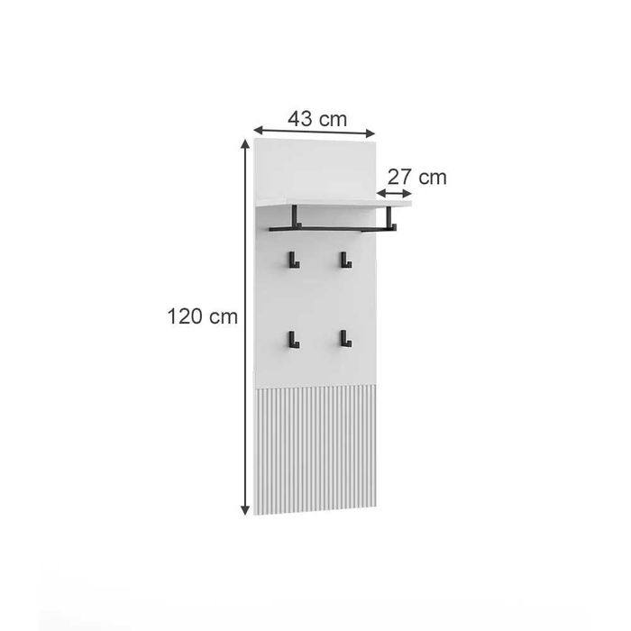 Biały wieszak ścienny Vicco Eliza 43 × 120 cm