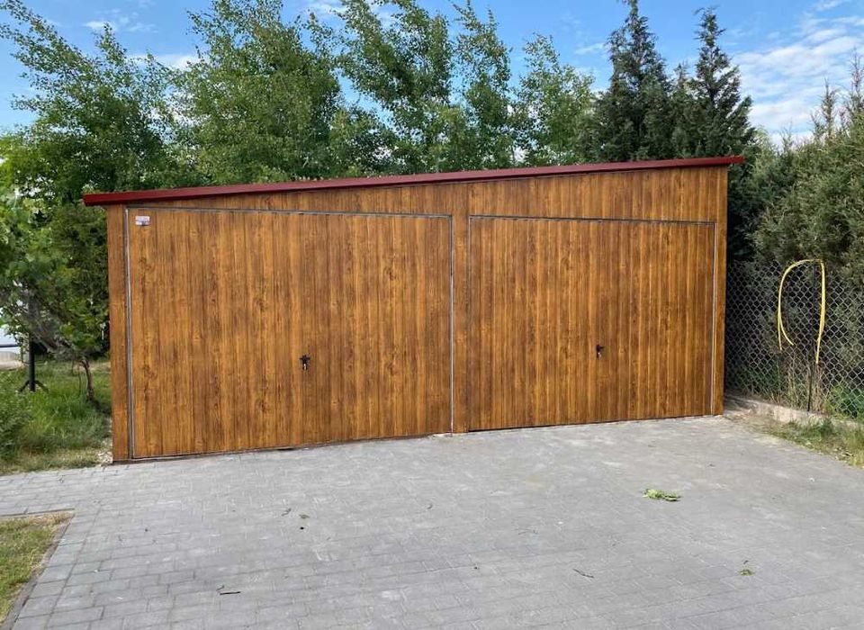 Garaż blaszany 6x5, jednospadowy garaż na dwa stanowiska, tanie garaże