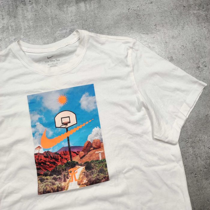 MĘSKA Koszulka PREMIUM Nike Bawełna Biała Summer Logo Grafika Casual