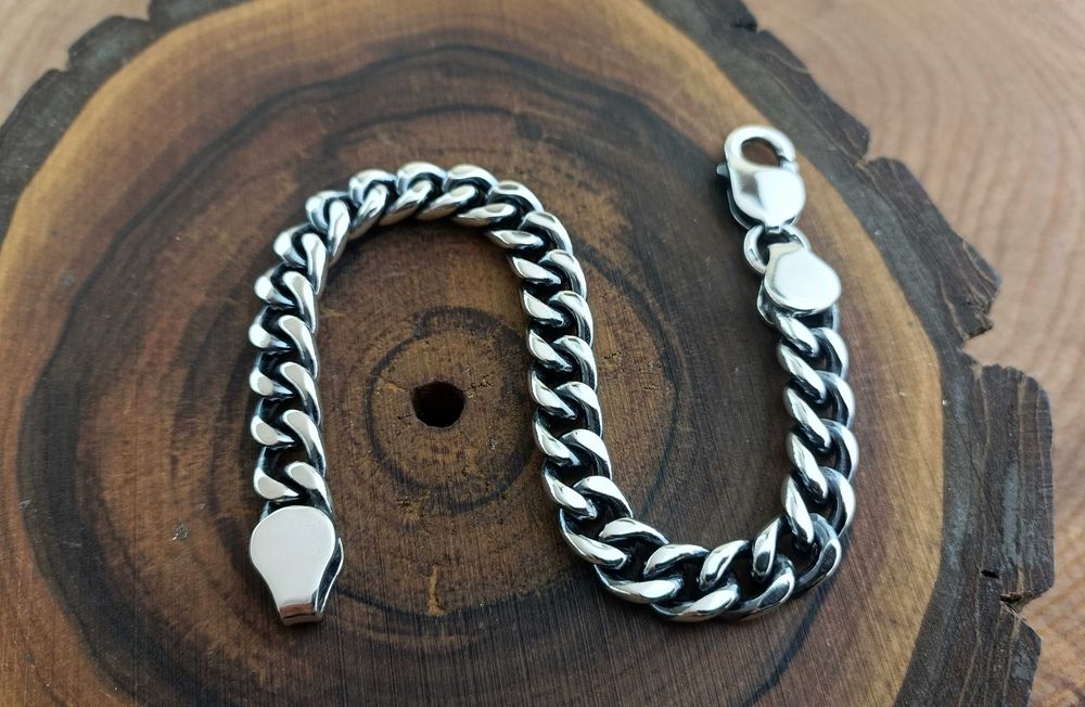 Серебряный браслет Панцирь, плетение Панцирное. Срібний товстий