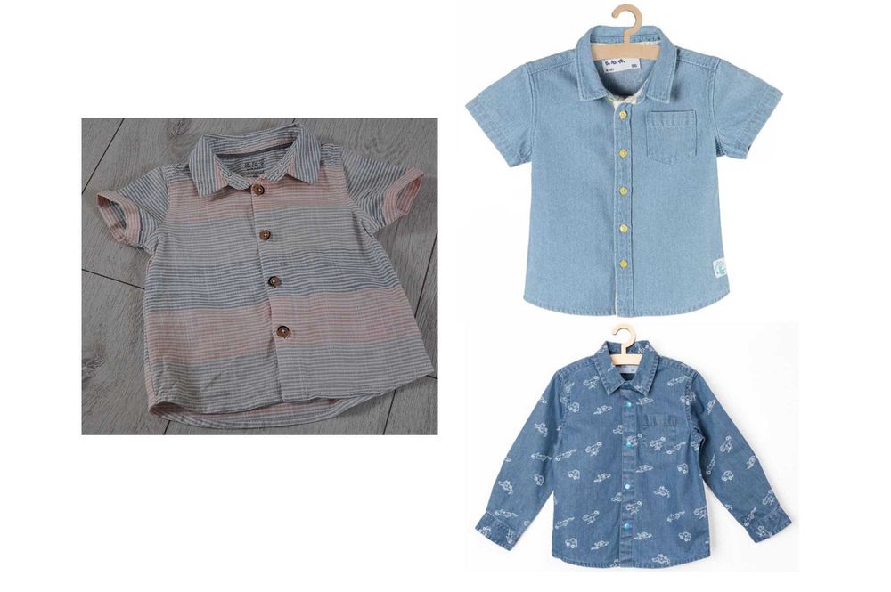 Zestaw komplet koszul długi i krótki rękaw jeans bawełna r. 74cm