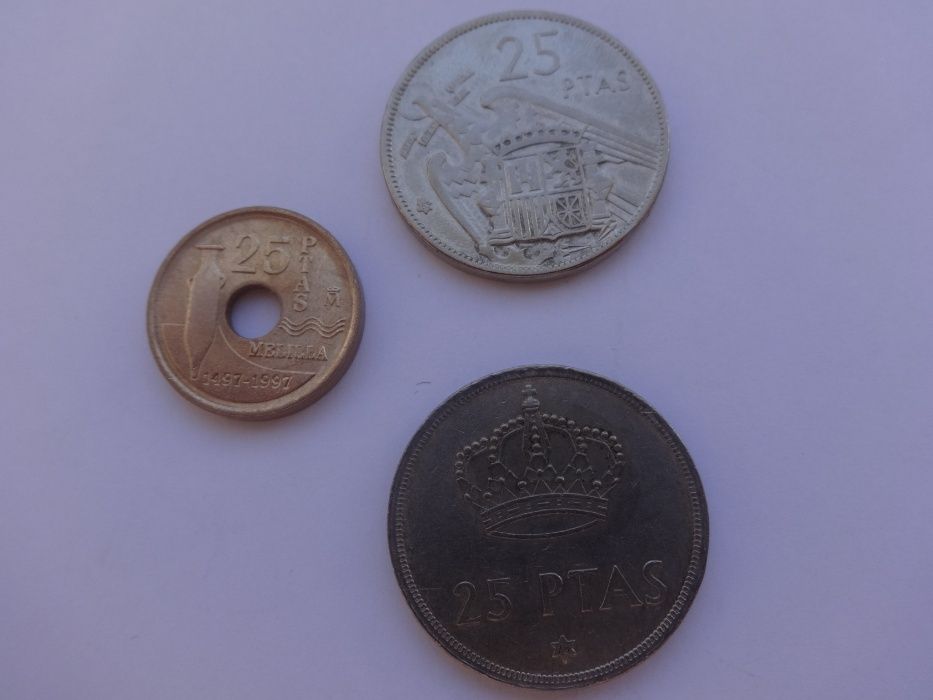 moedas 0,1, 0,5, 1, 5, 10, 25 50 e 100 Pesetas Espanha