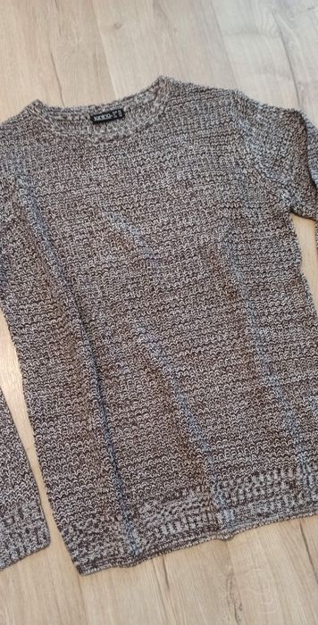 Sweter sweterek dzianinowy dzianina bluzka melanż brązowy damski męski