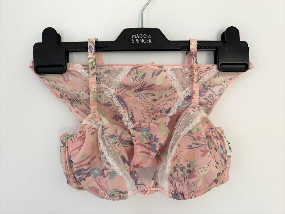 Komplet Marks & Spencer nowy róż rozm. UK 8 EUR 36, UK 36A EUR 80A