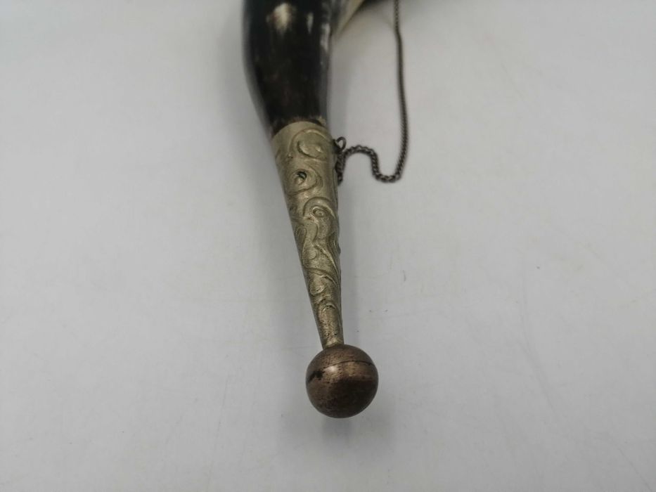 Naturalny bawoli róg Wikinga kufel myśliwski okuty 1