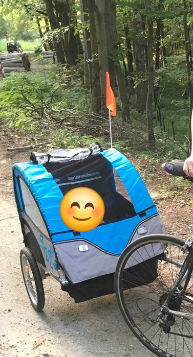 Przyczepka rowerowa (niebieska) -dla 1 lub 2 dzieci - stan idealny
