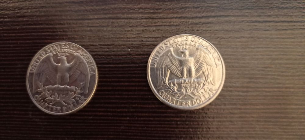 Монета liberty quarter dollar перевертень