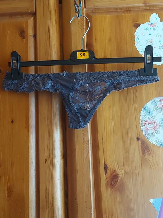 Stringi koronkowe szare damskie  rozmiar S/M