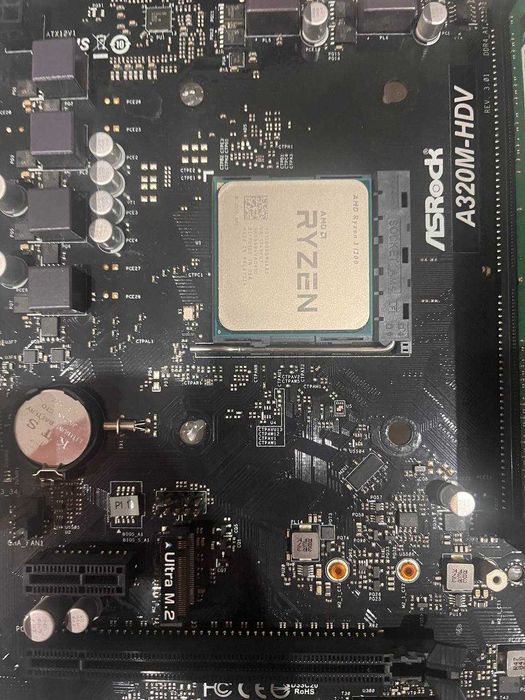 материнская плата ASRock A320M-HDV,r 3 1200,ddr4 на 4гб