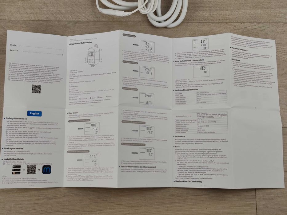 Meross MTS960 Inteligentny smart Termostat Wi-Fi gniazdko