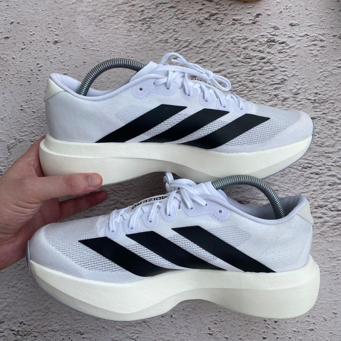 40 42.5 jh6208 елітні бігові кросівки adidas adizero evo sl white/black running jh6206