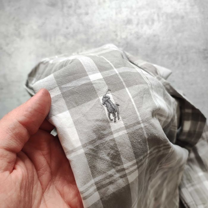 MĘSKA Elegancka PREMIUM Koszula Kratka Szaro Biała Polo Ralph Lauren