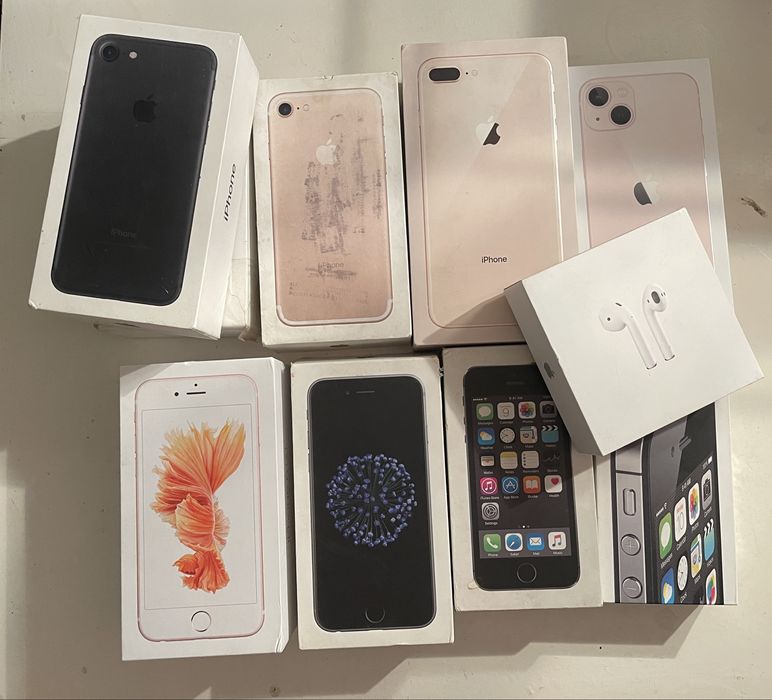 Zestaw 10 pudelek od APPLE iphone 13, 8 Plus, 7, 6, 6S, 5, 5S, 4S kpl.