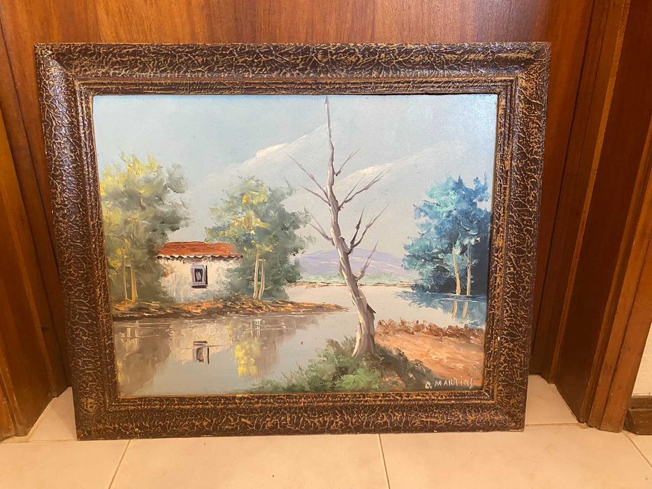 Quadro com pintura a óleo de O. Martins 59,8×49,9 cm