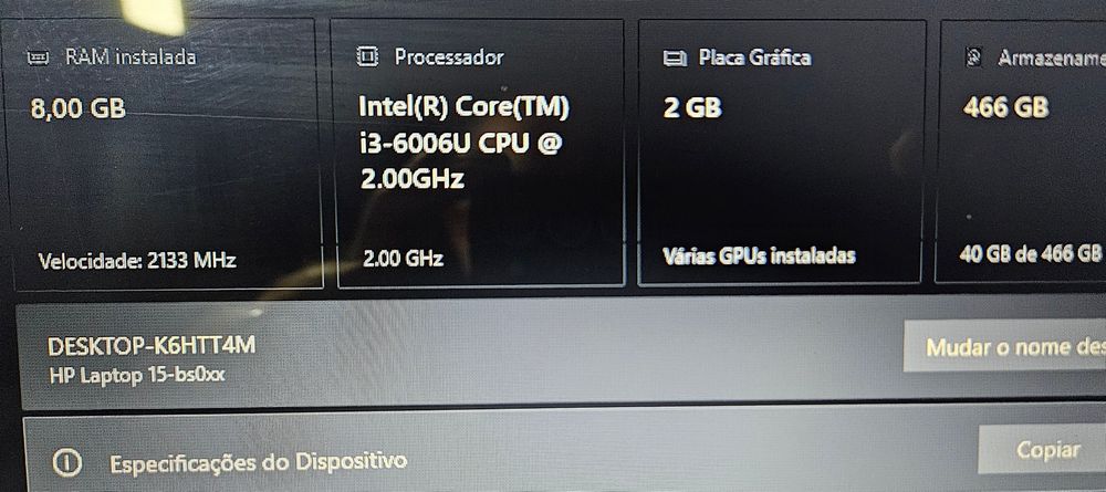 Hp 15-bs003np. I3-6006U.8gb ddr4.hdd 500gb.radeon R5 M330.