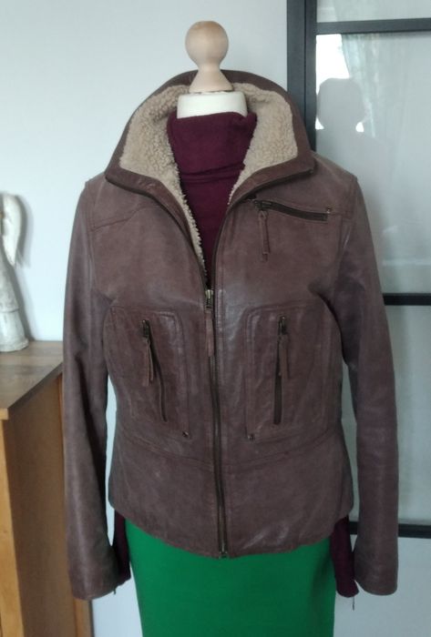 Skórzana,  brązowa kurtka damska w rozmiarze M/L