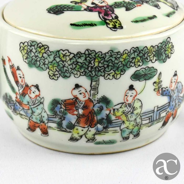 Bule Porcelana China, inscrição carateres chineses, 2ª metade séc. XX