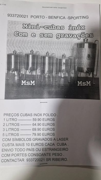 Cubas inox polido artesanais ler texto