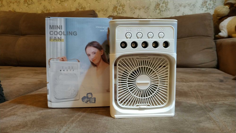 Вентилятор с увлажнением воздуха Air Cooler Fan USB LED и подсветкой