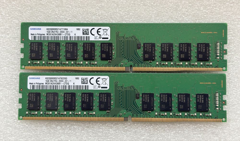 Samsung DDR4 32GB (2x16GB) - ECC - UDIMM 2666MHz, M391A2K43BB1 -CTDQ