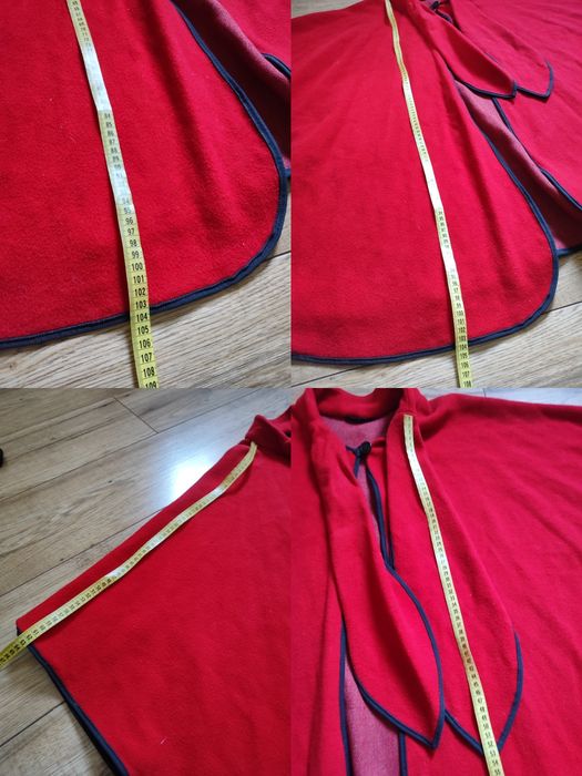 Ponczo peleryna 46 44 XXL pani mikolajowa świąteczny  czerwony płaszcz