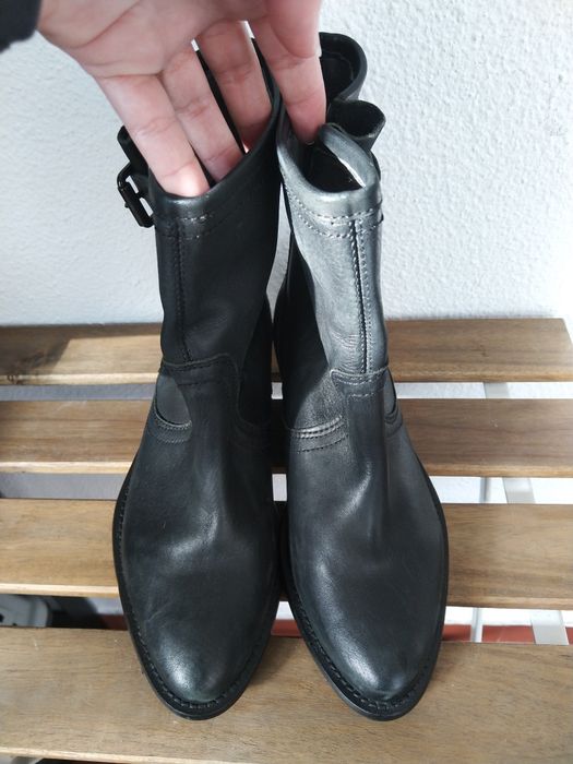 Botas pretas Zara pele genuína
