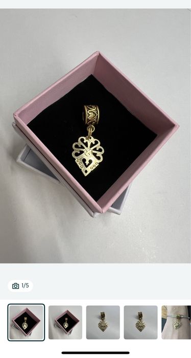 Zawieszka góralska pandora charms parzenica złota