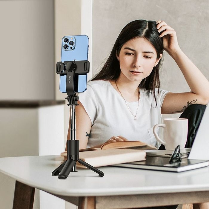 Selfie stick Hoco tripod z pilotem bezprzewodowym K17 czarny