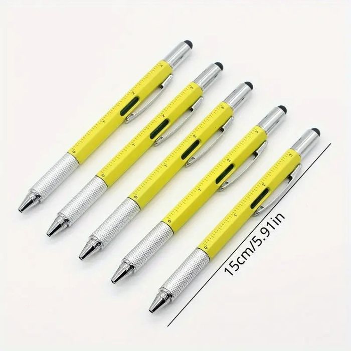 Długopis Multitool 6w1 miarka śrubokręt poziomica - czarny