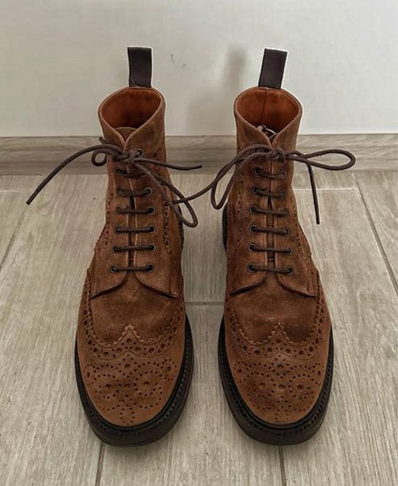 Чоловічі коричневі замшеві черевики броги Sanders Cheltenham 9 UK