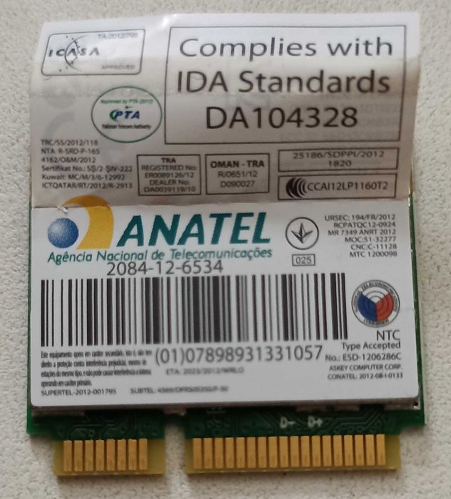 Wi-fi+BT модуль HalfSize Mini PCIe Qualcomm Atheros QCWB335