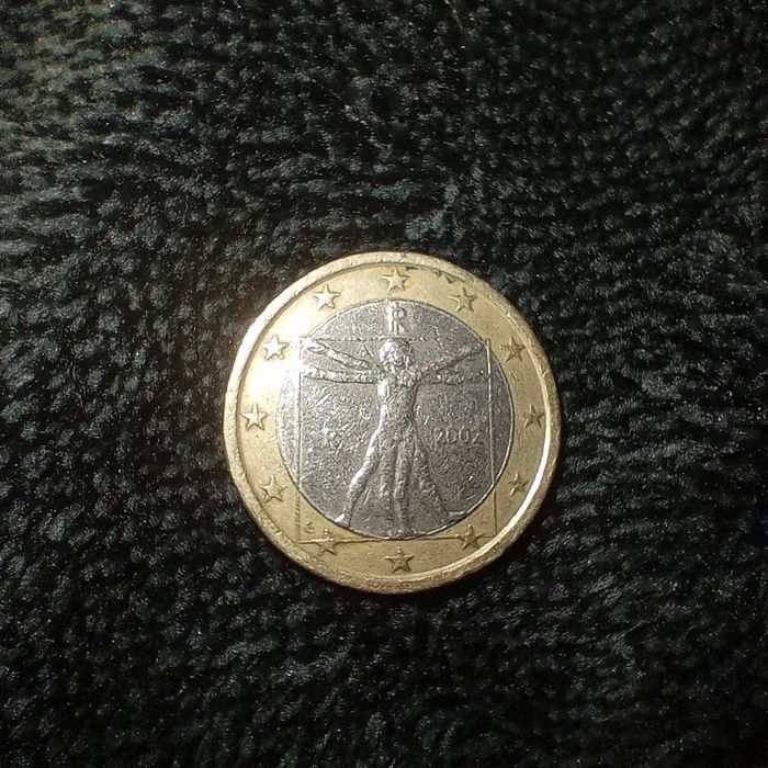 1 Euro Itália 2002 Soberba - Erro de Cunhagem: Assinatura "LC" Ausente