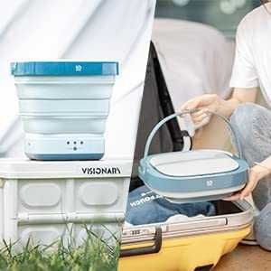 Mini máquina de lavar portátil dobrável para campismo, novo