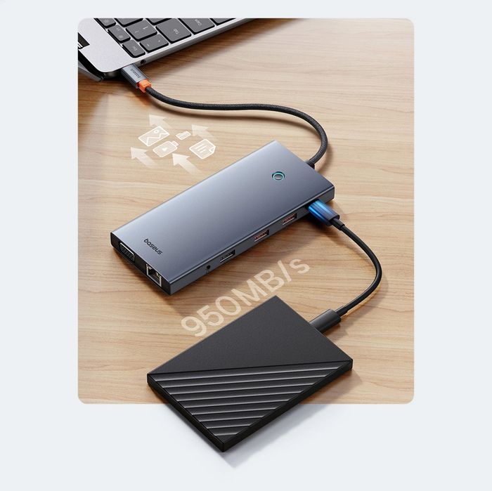 Hub Baseus PortalJoy Series 13w1 USB-C … RJ45 / SD / TF / AUX - szary