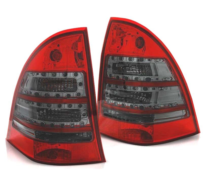 FAROLINS TRASEIROS LED MERCEDES C W203 00-07 KOMBI VERMELHO PRETO