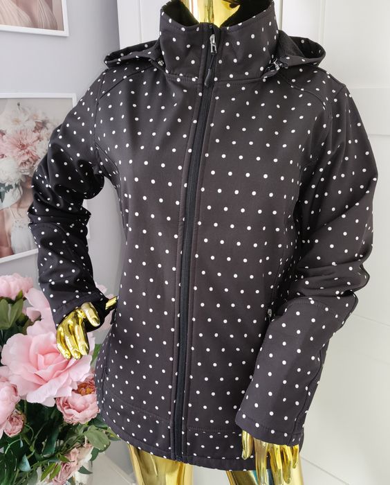 Kurtka wiatrówka w kropki Outdoor sporty Black Windbreaker R.40
