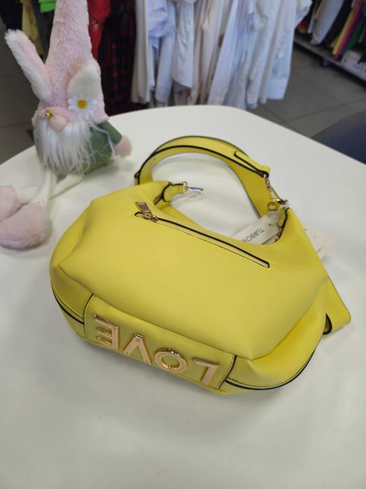 Torebka ekoskóra żółta mała, napis Love, Italy !!!