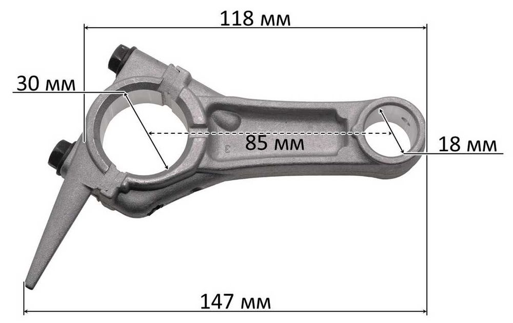 Шатун двигателя генератора 168F, 170F (d18*30 L118 мм), gen015